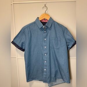 Casual Men's Short-Sleeve Button-Down Shirt — Blue